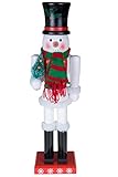 Clever Creations Snowman Nutcracker Black Top Hat and Red & Green Scarf with Miniature Christmas Tree | Collectible Wooden Holiday Nutcracker | Festive Holiday Decor | 100% Wood | 15