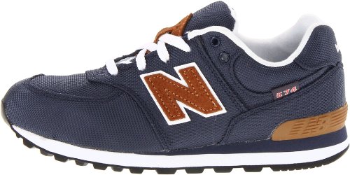 Image of New Balance Kid's 574 V1 Lace-Up Sneaker, Navy /Brown, 12.5 M US Little Kid (4-8 Years)