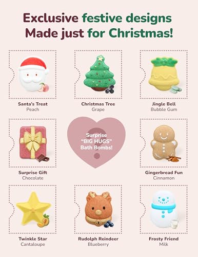 Image of Momcozy & Big HUGS 14Pcs Christmas Bath Bombs Set of Countdown Calendar Mystery Box, 14 Days of Surprise Bath Bombs & Family Fun, Ideal Christmas Gifts for Kids Boys Girls Toddlers