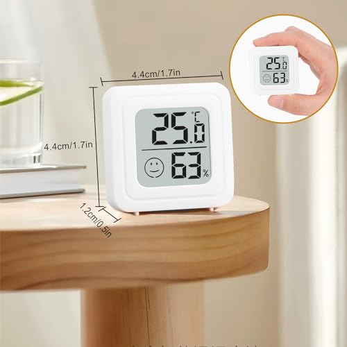4 Stück luftfeuchtigkeitsmesser Thermometer Innen Digitales Mini Thermo Hygrometer LCD Indoor Thermometer Innen für Babyzimmer Wohnzimmer Büro Gewächshaus (Weiß)