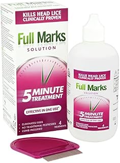 Full Marks Solution, 5 Minute Treatment, For Head Lice And Eggs, Comb Included, 200ml, 4 x 5 Minute Treatments