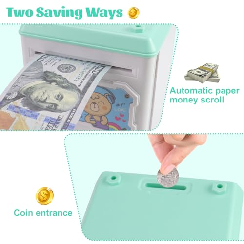 Image of Motiloo Money Bank for Kids - Large Electronic Coin Bank with Password Protection and Automatic Paper Money Scroll - Great Gift for Boys and Girls (Bear)