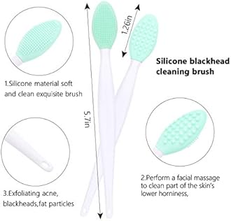 Silicone Face Scrubber, 2pcs Exfoliating Lip Brush, 2pcs Face Cleansing Brush & Silicone Facial Mask Brush Exfoliator Blackhead Skin Care Tool