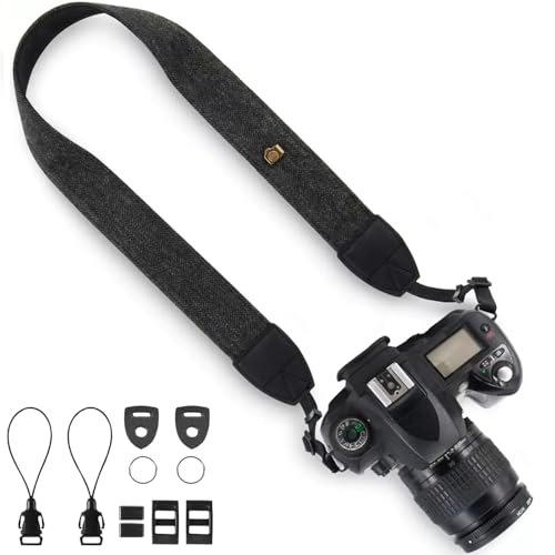 XILIYAI Camera Neck Strap Cotton Woven Camera Strap Adjustable Camera Strap for Camcorder and Nikon Canon Sony Minolta Panasonic SLR DSLR Digital Binoculars Video (Black)