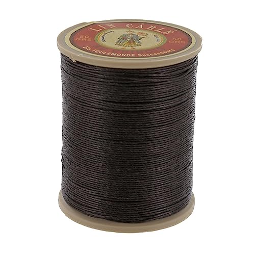 Fil Au Chinois Lin Cable, hilo encerado de lino color marrón oscuro 0.63 mm de grosor y 200 metros de longitud miniatura 1