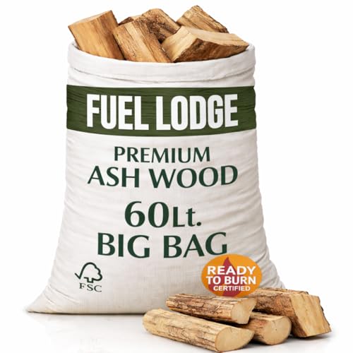 Fuel Lodge Kiln Dried Ash Firewood Logs 60L - FSC Certified Ready to Burn Hardwood Low Moisture Under 20% Long Burning Logs for Wood Burner Pizza Ovens BBQ & Chiminea