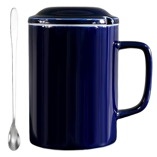 NIUKOMY Taza de Café Jumbo 1000 ml, Taza de Té Extragrande 1L, Mug Muy Grande XXL con Cuchara y Tapa de Cerámica para Oficina y Hogar, Azul NIUKOMY Taza de Café Jumbo 1000 ml, Taza de Té Extragrande 1L, Mug Muy Grande XXL con Cuchara y Tapa de Cerámica para Oficina y Hogar, Azul