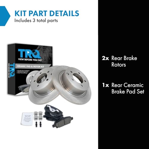 Image of TRQ Rear Brake Pad and Rotor Set Ceramic Compatible with 2017 Jeep Compass Patriot 2014-2016 Mitsubishi Lancer 2013 Chrysler 200