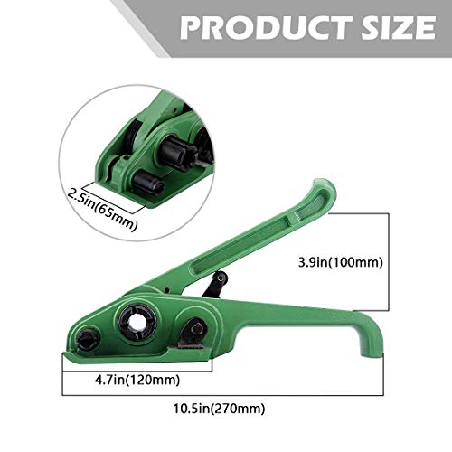 Image of MYFAMIREA Heavy Duty Poly Strapping Tensioner and Cutter Manual Banding Tools Windlass for 1 /2 inch -3 /4 inch Width Polyester Polyproplyn Strap (Jungle Green)