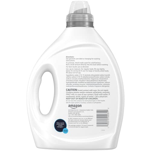 Image of Amazon Basics Laundry Detergent Liquid, Concentrated, Clean Linen, 110 Loads, 82.5 Fl Oz, Pack of 2 (Previously Solimo)