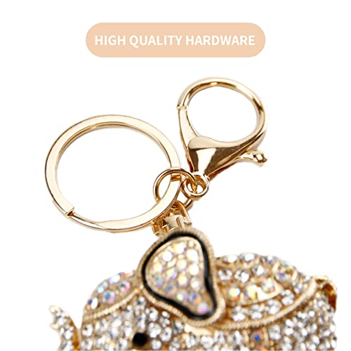Lucky Elephant Keychain Rhinestone Key Chain for Women Car Purse Handbag Charm2