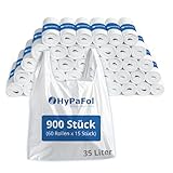 HDPE Müllbeutel 650x700 mm weiß mit Tragegriff 35l 900 Stück (60x15 Stück)