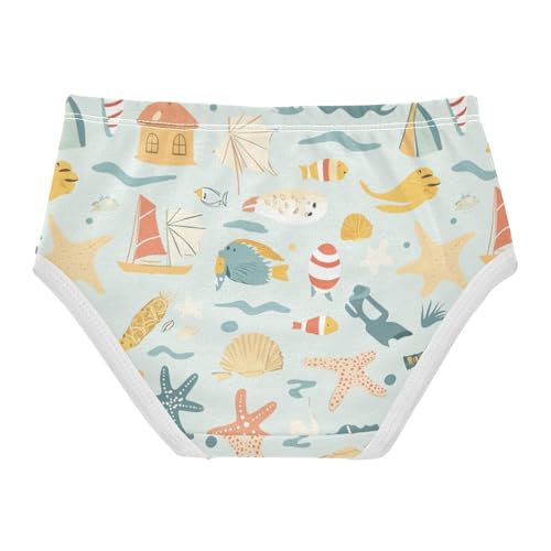 ZZKKO Summer Seaside Cute Girls Underwear Toddler Panties for Girls Comfort Brief Size 2-8T2