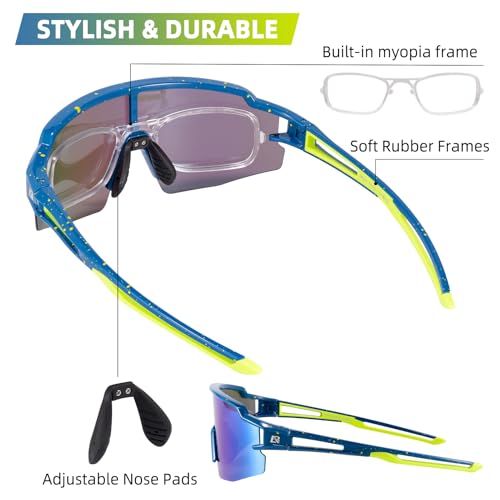 Image of ROCKBROS Polarized Sports Sunglasses Men Women - UV400 Protection Goggle with Myopia Frame for Running Cycling Driving