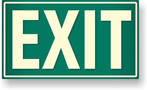 Photoluminescent Exit Sign (Green) / UV Inks on Aluminum | HEAT Resistant | COLD Tolerant | WEATHER Proof. - MADE IN USA -