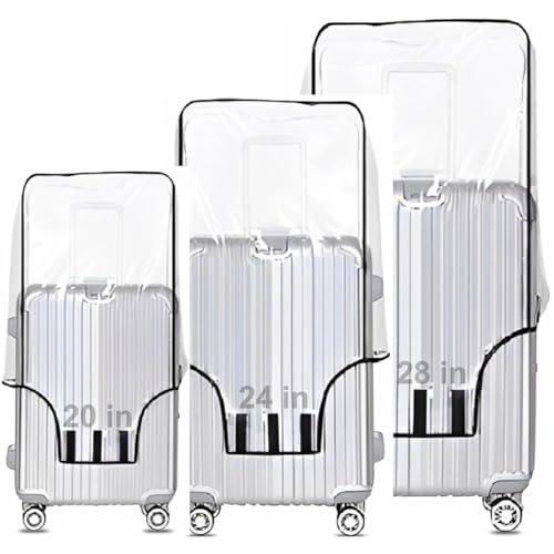 Image of HomeCloud Trolley Bag Cover /Suitcase Protector | Zippered Clear PVC Luggage Cover | Waterproof & Dustproof Storage & Travel Protection (Transparent, 20 /24 /28 inch,Pack of 3)