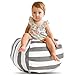 Stuff 'n Sit - The Stuffable Storage Bean Bag - Clean up Your Kid's Room and Put Those Stuffed Animals to Work for You! - By Creative QT (27" Grey/White Striped)
