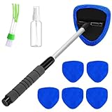 Windshield Inside Cleaning Tool Handheld Window Wiper Scraper with Soft Cloth Sleeve for Car Glass Tabletop and Mirror Quick Dry No Streak Cleaning Supplies Blue
