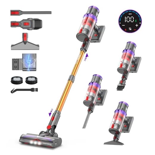 coovy SU7 Steelstofzuiger Stofzuiger Draadloos 580W/45Kpa/70Min, LED-display, 1.3 L Vacuum Cleaner Anti-klit, Steelstofzuiger Draadloos voor Dierenhaar, Tapijt, Harde Vloeren