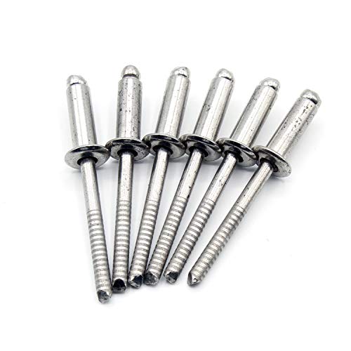 Remaches ciegos Grip Dorn Ø4 x 10 mm [100 unidades] (rango de sujeción 4,5 - 6,5 mm) DIN 7337 A similar a UNI 9200 A EN ISO 1598, acero inoxidable V2A AISI 304 Cover