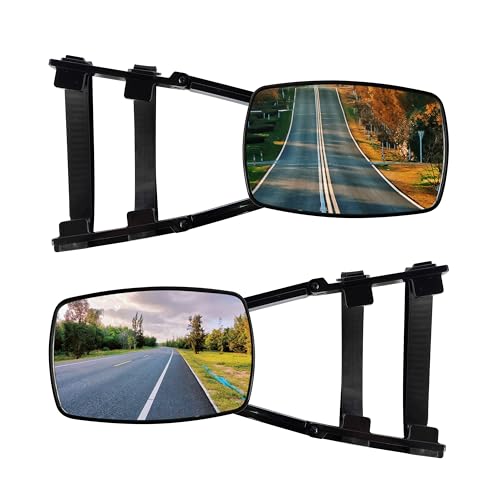 Extended Towing Mirrors, Universal Clip-On 360-Degree Rotating Adjustable Trailer Mirrors for Towing, Compatible with the Rearview Mirrors of Most Cars, Trucks, and Trailers