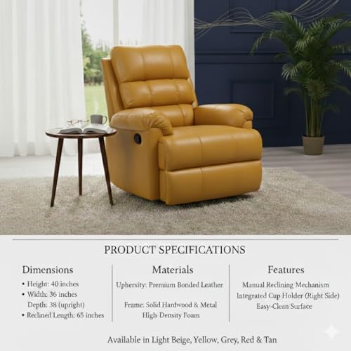 Image of 1 Seater Sofa Chair | Rocking & Revolving Motorized Recliner Lounge Chairs for Living Room Bedroom (Rocking and Revolving Manual, Amnet-LT-MN-RRR-Yellow)