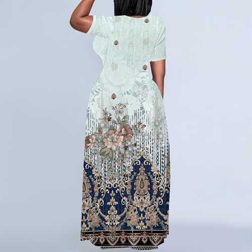 Image of PinkPatty Plus Size Dress for Women Casual Crew Neck Short Sleeve Maxi Dress Oversized Summer Beach Dresses with Pockets