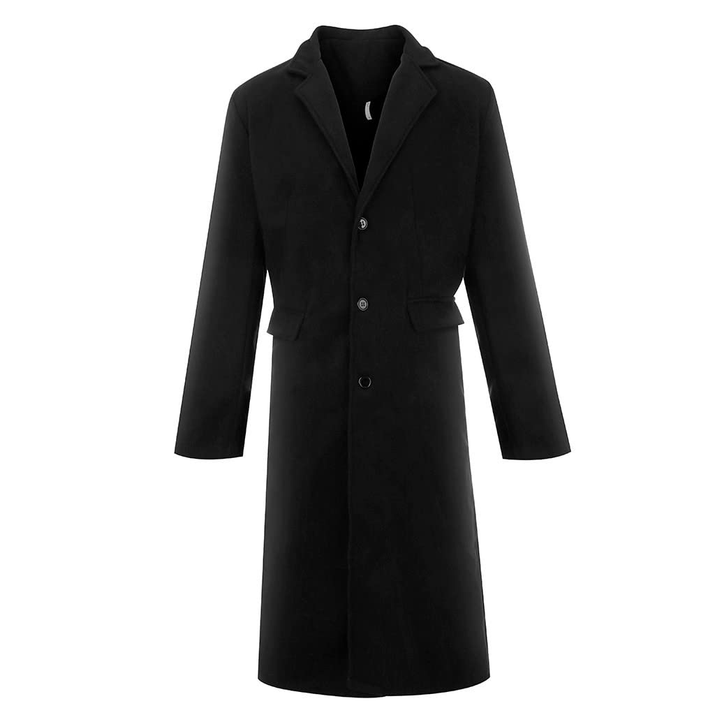 Chaqueta Polar Hombre Trabajo - Abrigo Largo de Color sólido de Estilo británico para Hombre Abrigo de Lana cálido a la Moda