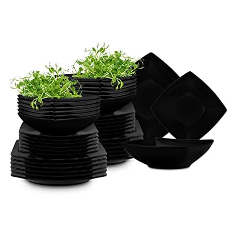 konsimo Geschirrset 12 Personen - EPIRI Teller Set Modern 36 Stück - Tafelservice - Service & Geschirrsets - Kombiservice 12 Personen - Service Set für Familie - Geschirr Schwarz Matt Cover