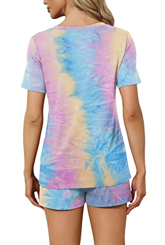 Image of RUBZOOF Women's Short Sleeve Pajama Sets with Pockets Casual V Neck 2 Piece Lounge Sets S-3XL