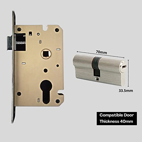 Image of Atom Heavy Duty Mortise Door Lock with Both Sided Key for Bedroom, Living Room, Main Door, Brass Antique Finish | 3 Keys | Lockset for House Hotel Office(802CYBSK)
