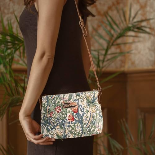 Signare Tapestry Crossbody Bag Small Shoulder Bag for Women with Floral Design