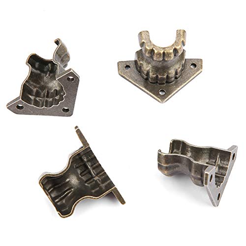 Naroote Juego de Protectores de Esquinas para Patas de Pies de Bestia Antigua, para Almacenamiento de Cajas Decorativas de Cofre de Joyería de Madera, Bronce, 4 Uds. para Gabinete de Muebles