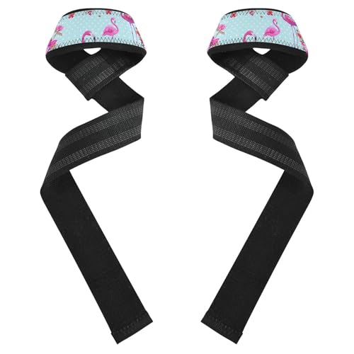 STAYTOP Beautiful Flamingo Wrist Straps for Weightlifting,Lifting Straps with Neoprene Cushioned Wrist Padded and Anti-Skid Silicone for Strength Training,Bodybuilding,Deadlifting