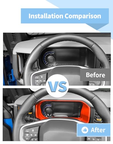 Image of Voodonala Center Console Dashboard Panel Cover Trim Compatible with Ford Bronco Accessories 2021 2022 2023 2024, Orange