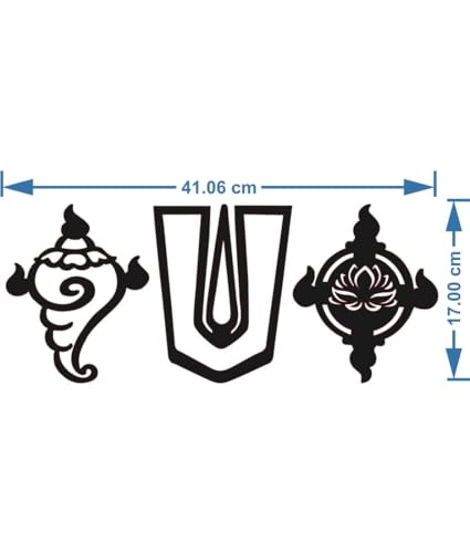 Image of Bikri Kendra - shanku Chakra Namah Silver Mirror Stickers for Wall, Acrylic Mirror, 3D Stickers, Tirupati Balaji ji shanku Chakra Namah Wall Stickers for Room Hall Home and Office