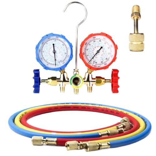 Manómetros de diagnóstico de CA de 3 vías con mangueras para taller de mecánica