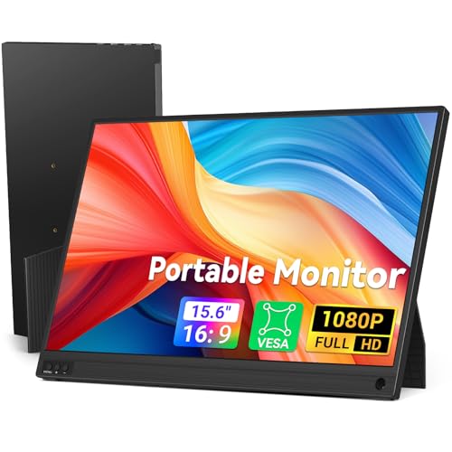 Image of HotYeah Portable Computer Monitor, 15.6-in 1080P FHD Travel Monitor USB-C HDMI External Laptop Screen FreeSync IPS w /Kickstand, Extra External Display for Laptop PC Mac Phone Tablet Switch Xbox PS5