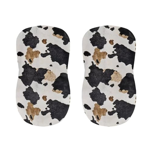 Image of Bar Stool Covers with Backs Stretch Swivel Bar Stool Covers Slipcovers Set of 2 Cowhide Print Washable Height Mid Low Back Chair Protector
