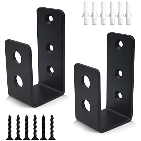 Door Barricade Brackets, 2 Pack 2x4 Door Barricade Brackets Door Security Barricade Brackets Bar Security Holder for Home, Barn, Shed, Garage, Gate to Security Door Reinforcement Fits 2x4 Bars, Black Cover