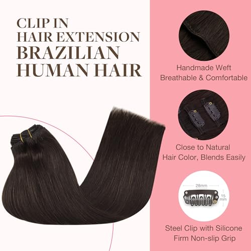 Image of GOO GOO Clip in Hair Extensions Real Human Hair Brown Remy Extensions