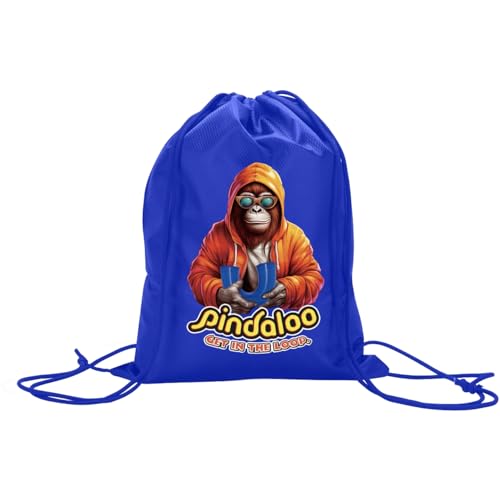 pindaloo cool Drawstring Backpack Bag - Blue 2 different sides logo.