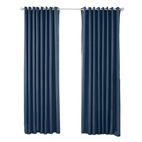Liuzhou Cortinas Opacas Modernas con Ojales para Ventanas Ligero, 2 Piezas Cortinas de Aislamiento Térmico para Sala de Estar y Dormitorio, Decoraciones de Ventanas Azul Oscuro XL 134x240cm