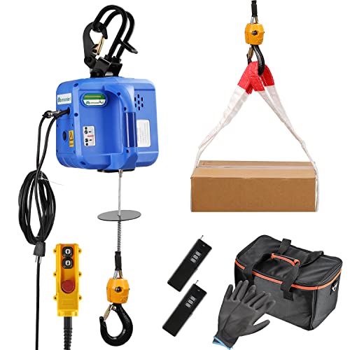 Mxmoonant Power Electric Hoist Pro, 29.5Ft Lifting Height, 1600W Portable Electric Winch, W/330Ft Wireless Remote Control & Pendant Controller, 1,100Lb Overhead Crane For Lifting Towing #TOP17