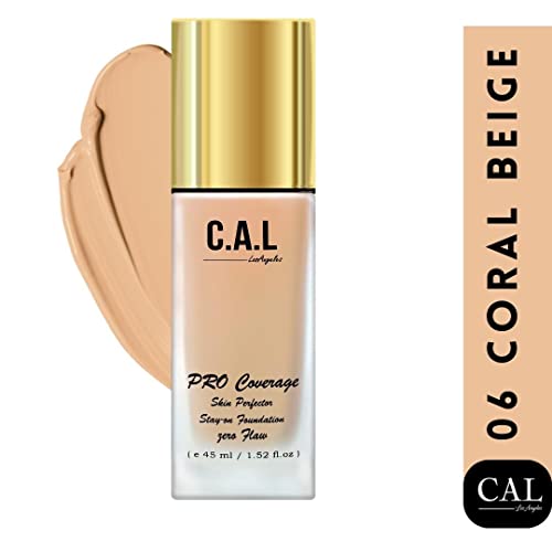 Image of CAL Losangeles Liquid Matte Foundation, Unisex Skin Perfector for All Types of Skins, Stay On Full Coverage Oil Free Flawless Waterproof Make Up Foundation for Men & Women Everyday Use(Coral Beige)
