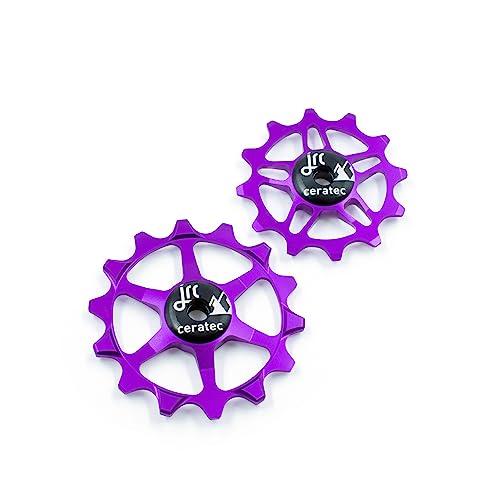 Image of JRC Components Ceramic Derailleur Pulley Wheel | Pair of 14&12T Jockey Wheels Hybrid Ceramic Bearing - MTB Bike Rear Derailleur Pulley Wheels | Hybrid Ceramic Pulley Wheels.