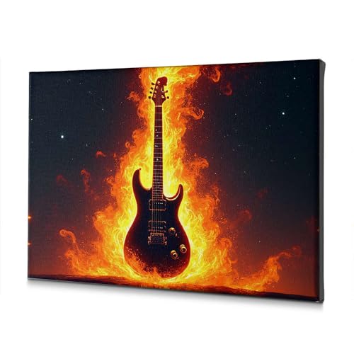 Toile guitare flamboyante ciel étoilé 40x60cm pour réveiller un mur blanc triste