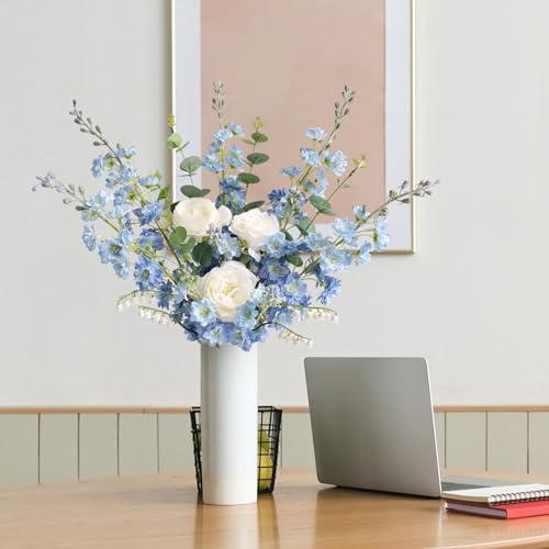 Zytuyo H005-FYC 4Pcs Light Blue Delphinium Artificial Flower 33.5'' Long Larkspur Stem Plant Floral Silk Flowers Faux Bouquets thumb #7