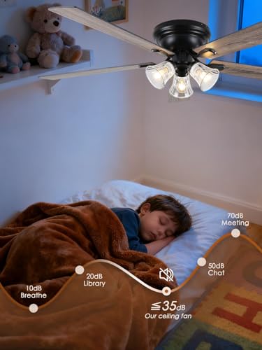 Image of 60 Inch Flush Mount Farmhouse Ceiling Fans with Lights and Remote