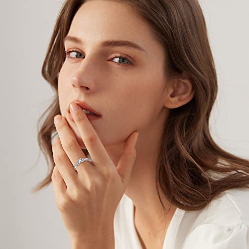 FJ Engagement Ring for Women 18K White Gold Plated 925 Sterling Silver Promise Ring Anniversary Wedding Proposal Ring Eternity Ring for Her - Image 6